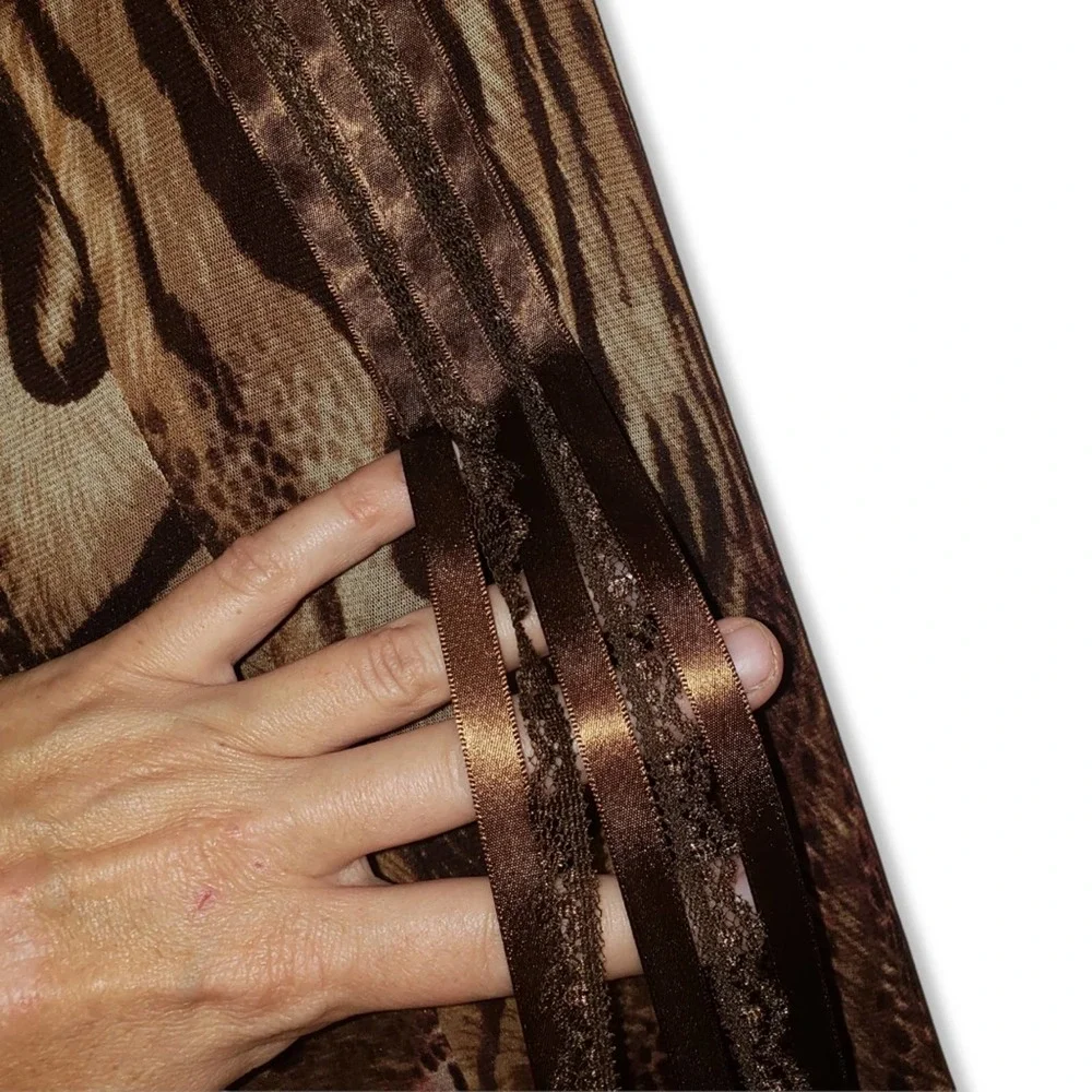 Brown Patterned Maxi Skirt